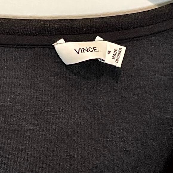 Vince Black & White Color Block V-Neck Sweater - size Medium - Picture 3 of 7